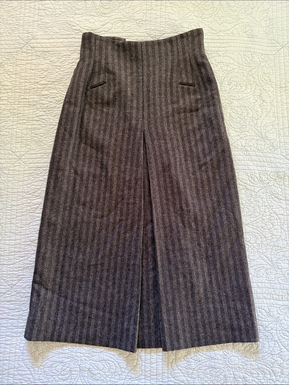 Perry Ellis 100% Wool Pinstripe Maxi Skirt